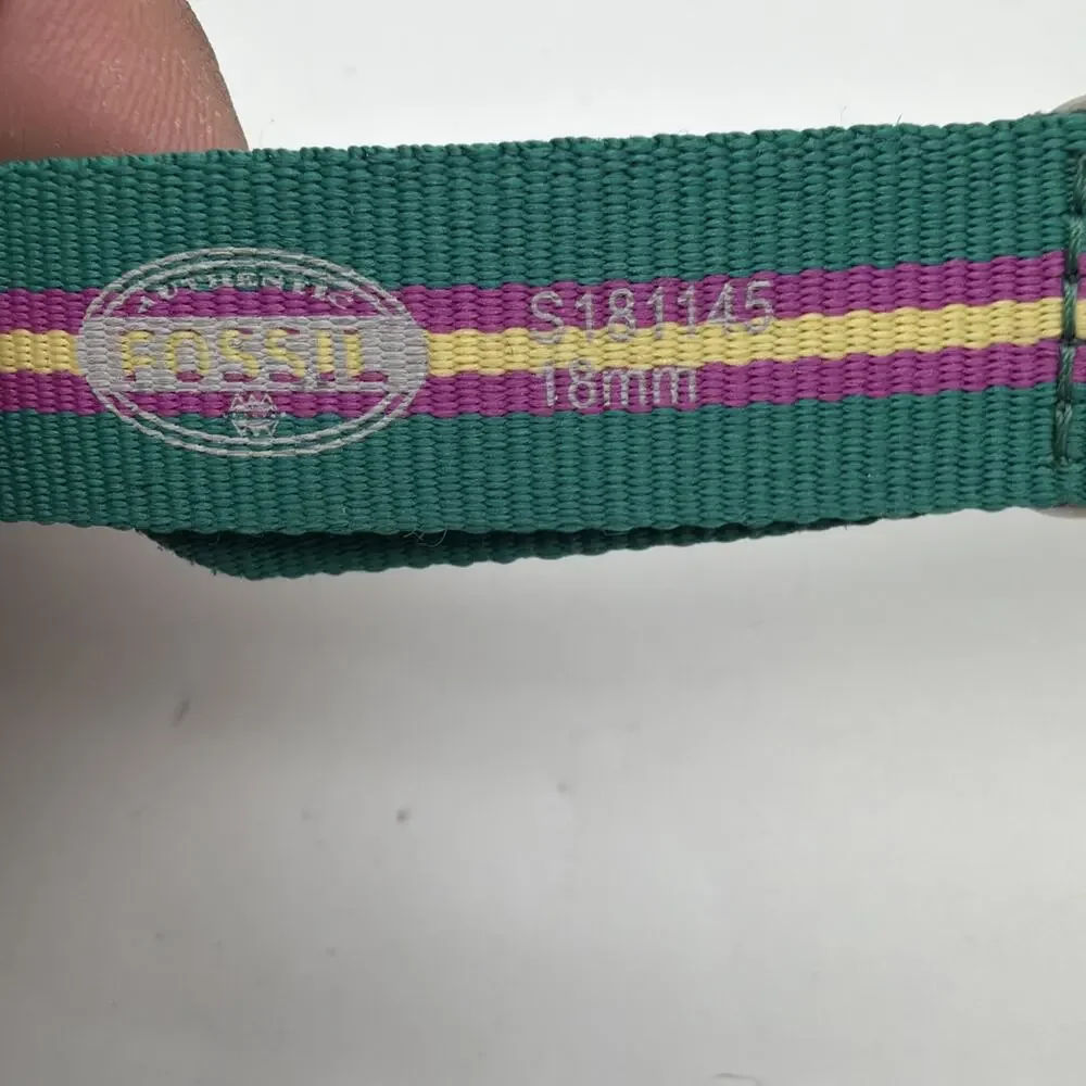 18mm Watch Band Strap Fossil watches Turquoise Pink Yellow Nylon Woven 3 Rings